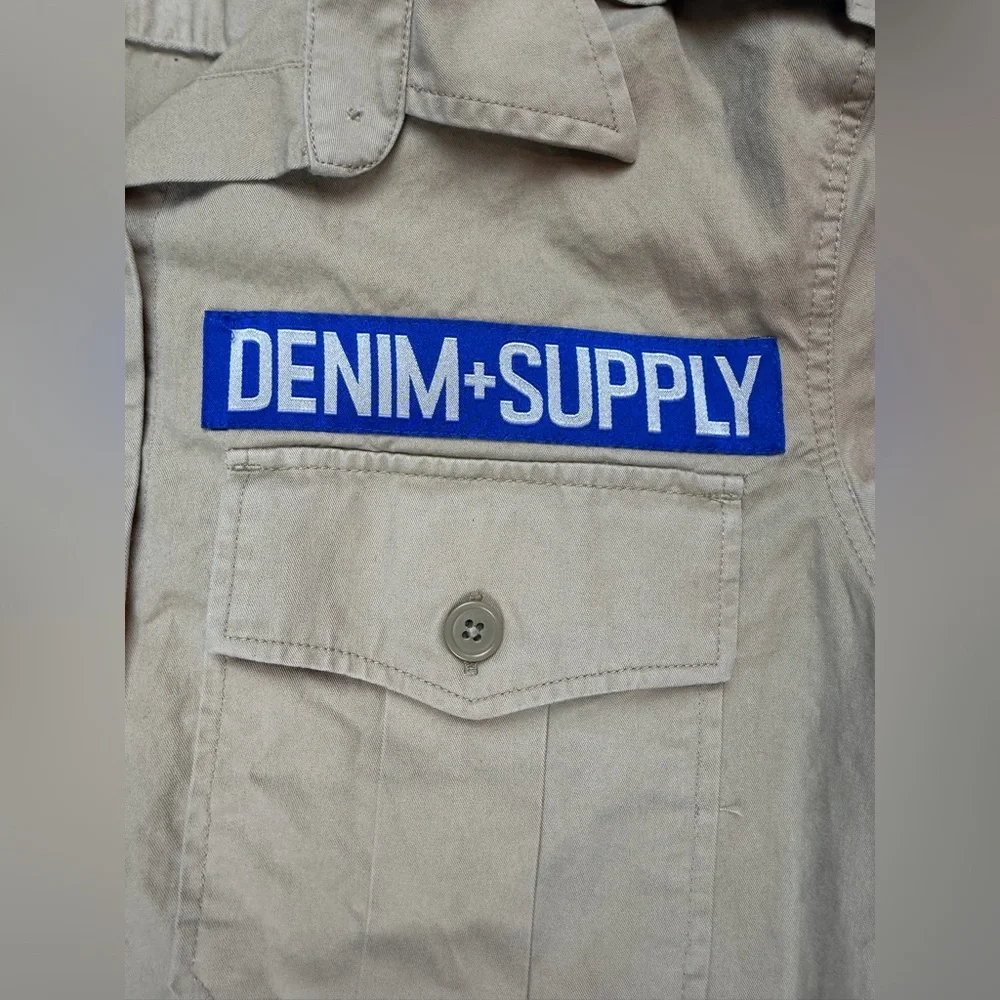 Ralph Lauren Shirt Mens Beige Denim & Supply Utility Military Cargo Khaki Sz XS - Picture 4 of 7